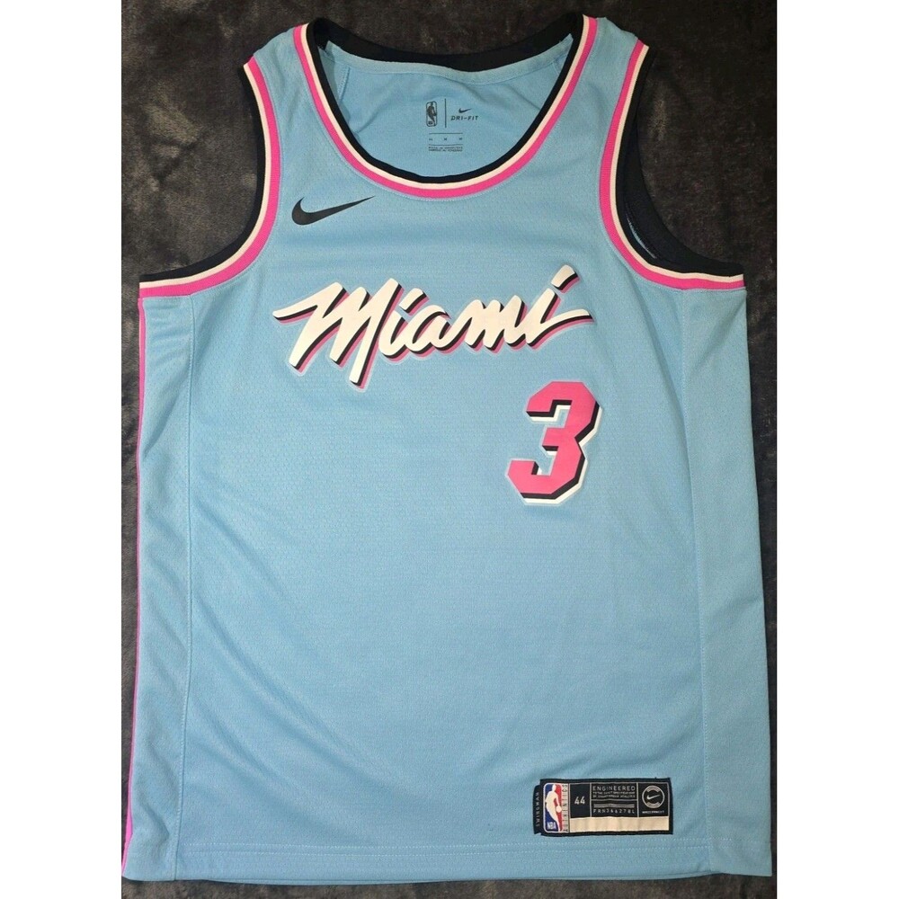 Nike NBA Dwyane Wade #3 Miami Heat Vice Wave City Edition Jersey 44 Medium Retro